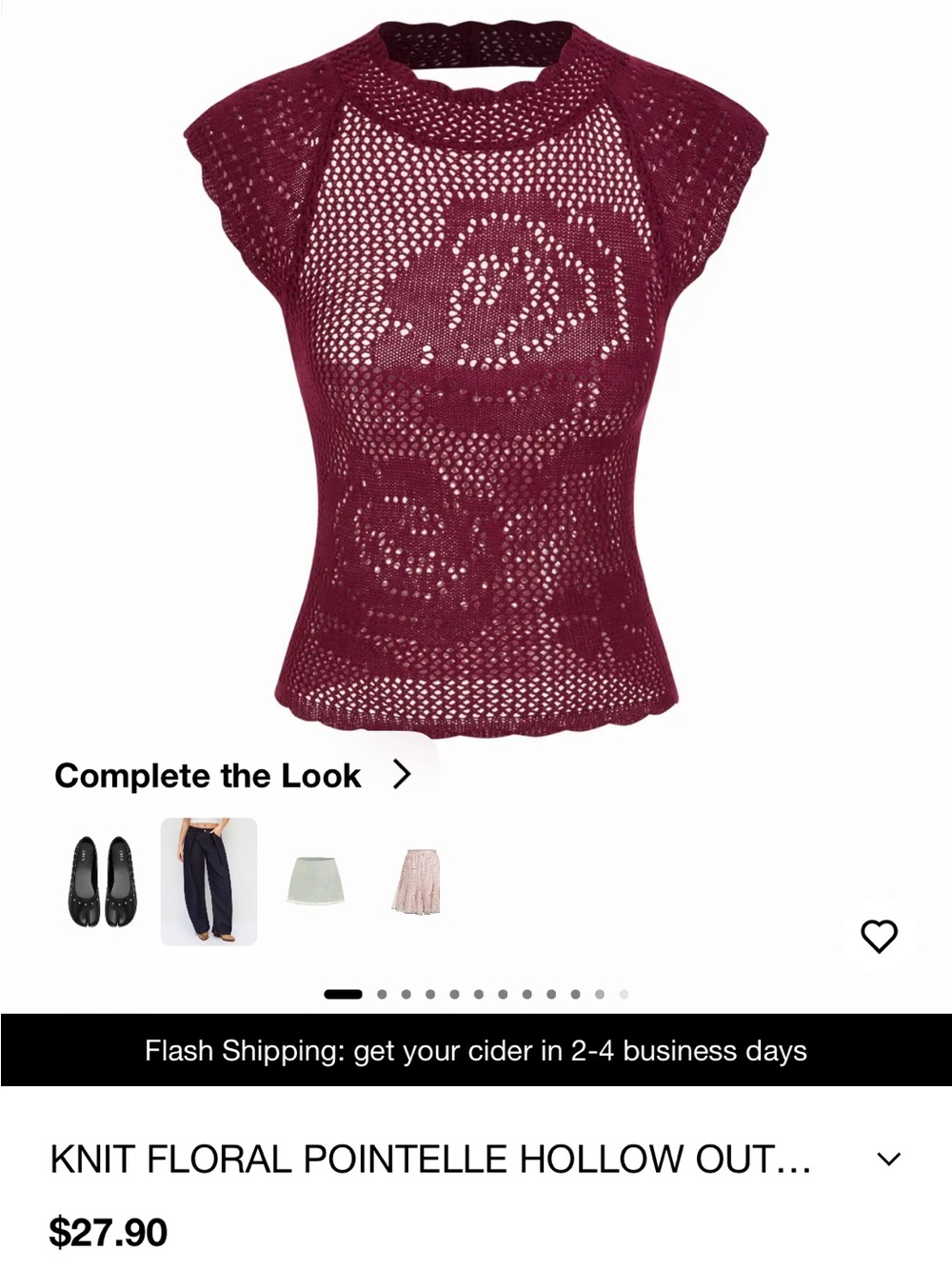 Cider Burgundy Floral Pointelle Knit Camisole